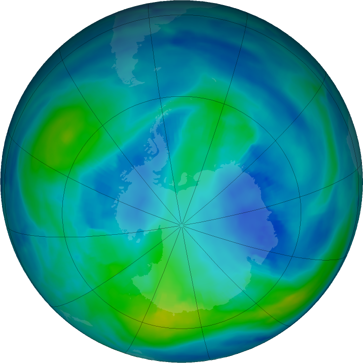 Antarctic ozone map for 24 April 2021